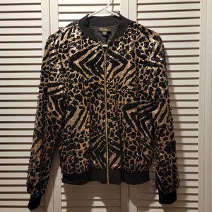 Thalia Sodi Sequined Animal Print Jacket Size Small